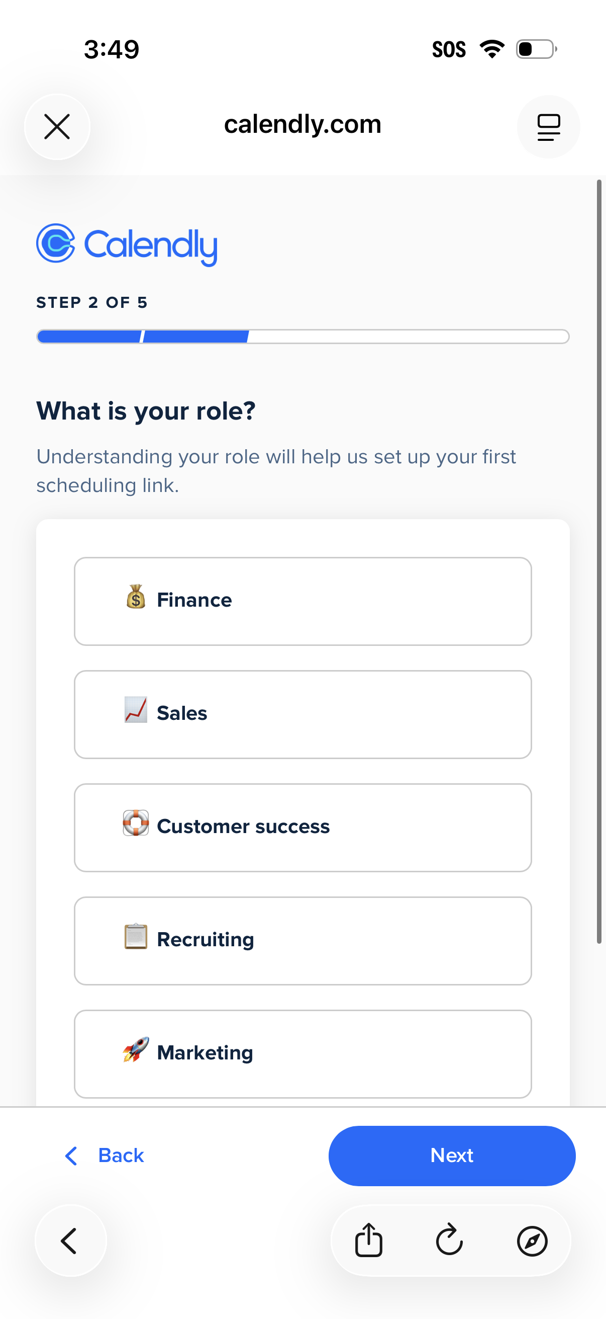 calendly onboarding screenshot